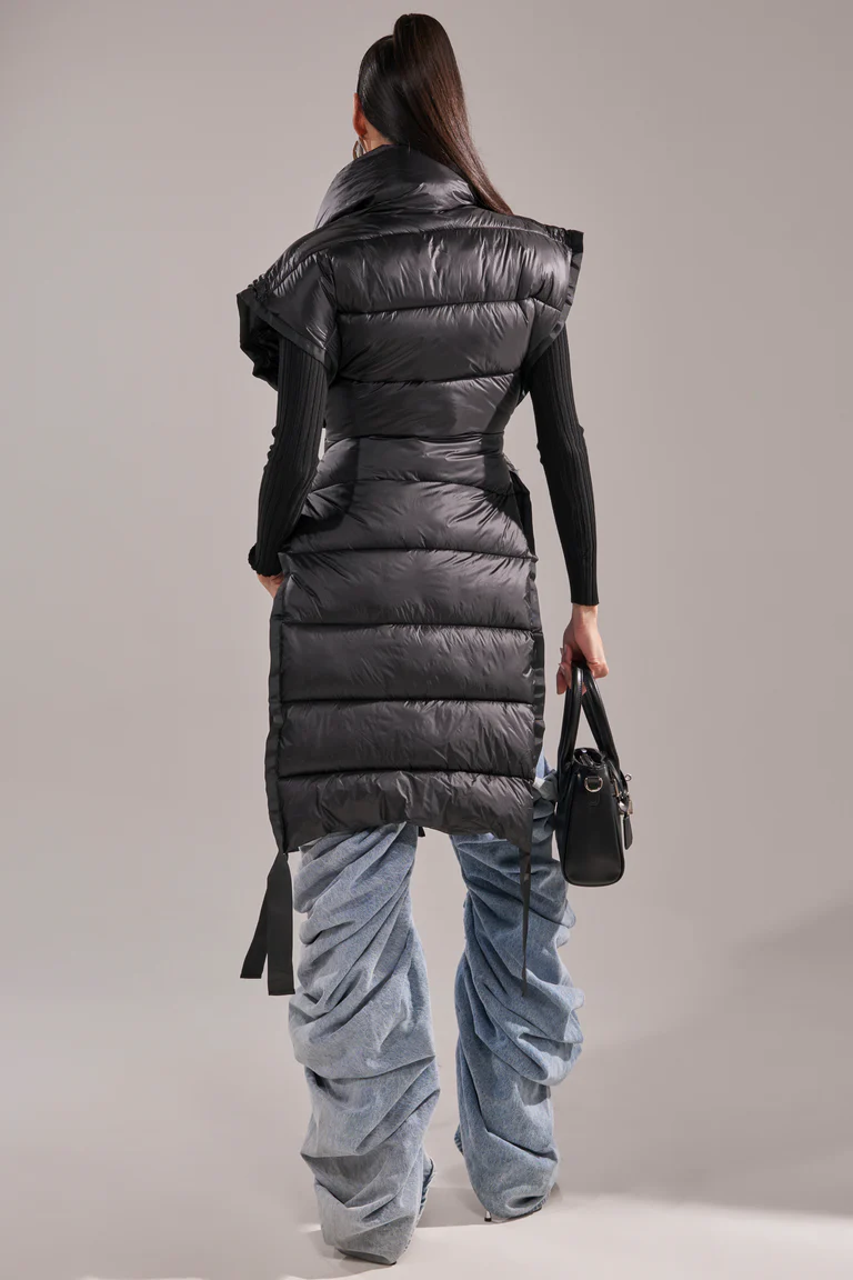 Black Long Down Vest