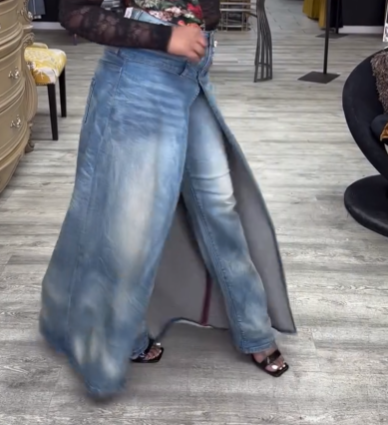 Faux Two-Piece Denim Skirt & Pants