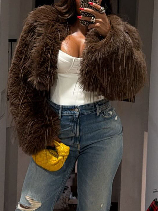 Faux Fur Cropped Coat