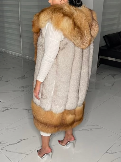 Faux Fur Detachable Sleeve Coat