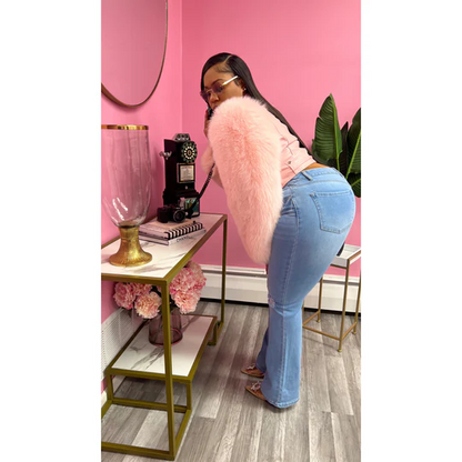 Bubble Gum Pink Foxy Fur Biker Jacket