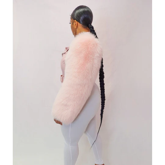 Bubble Gum Pink Foxy Fur Biker Jacket