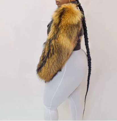 Foxy Fur Biker Black Jacket