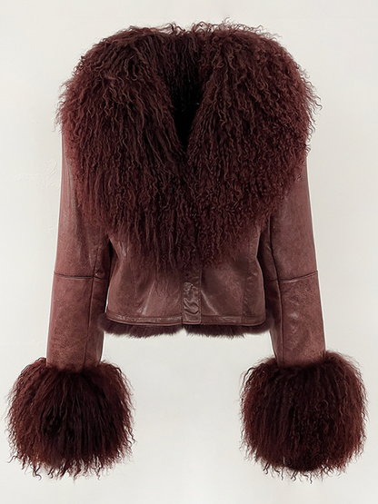 Short Jacket With Suede & Wool Patchwork