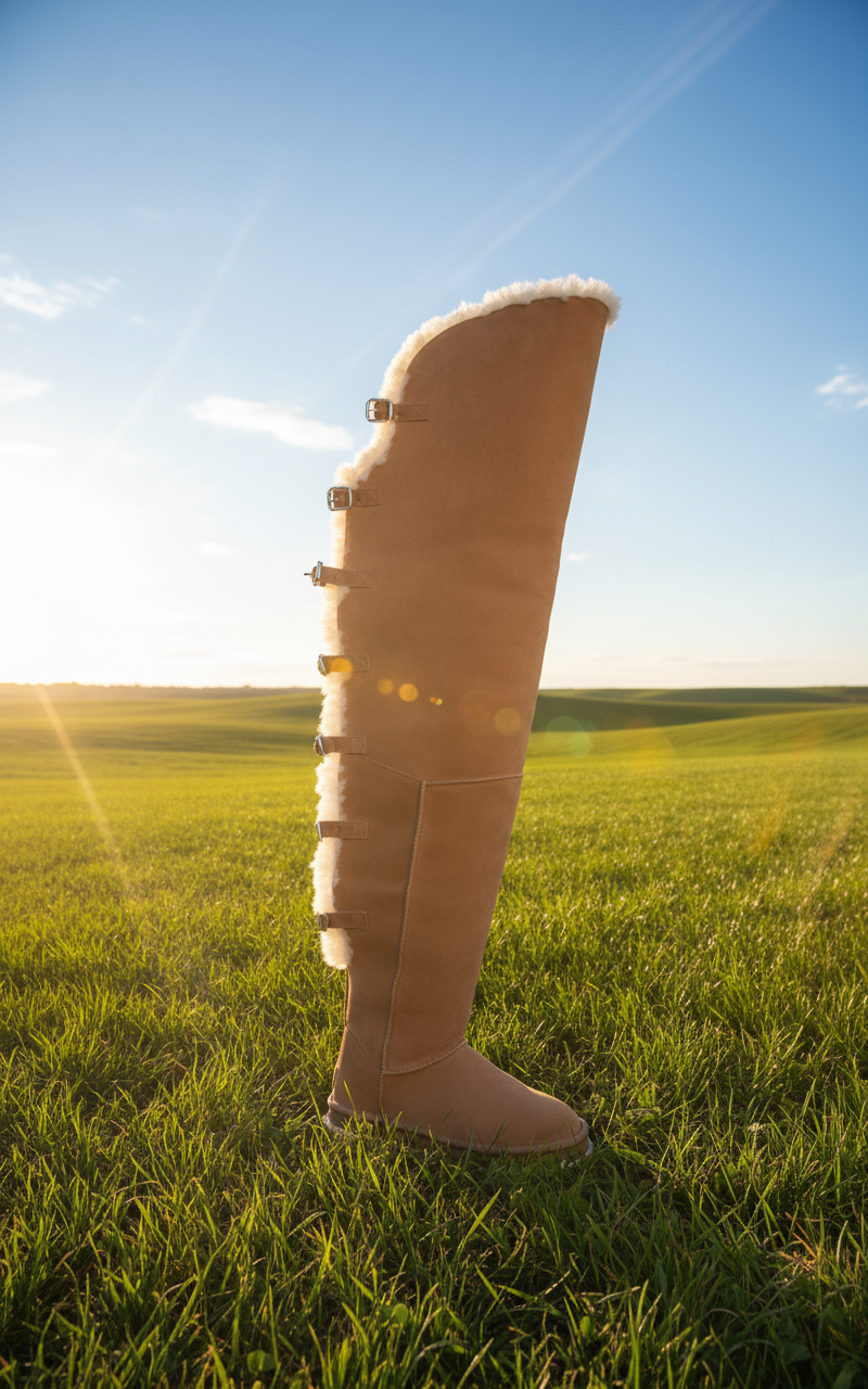 Over-the-knee Fleece-Lined Boots With Adjustable Back