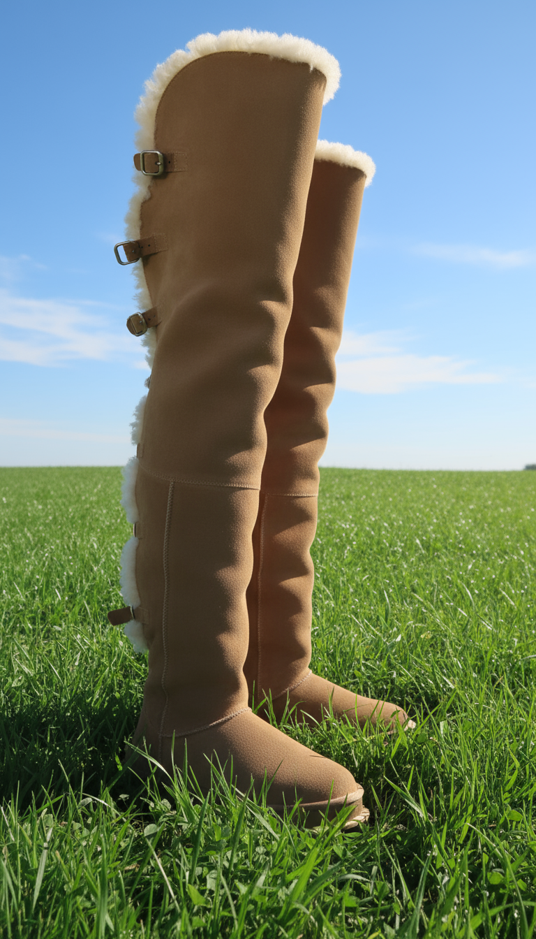 Over-the-knee Fleece-Lined Boots With Adjustable Back