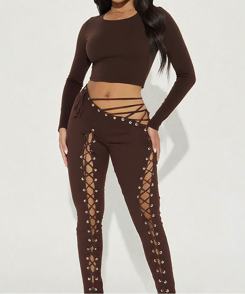 Lace-up Cutout Pants Set