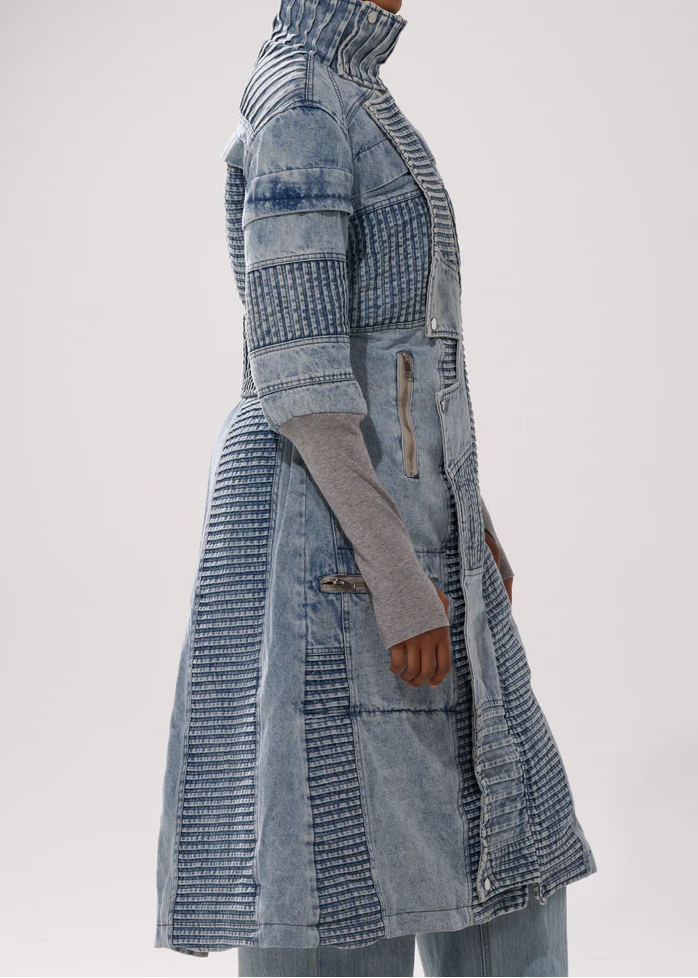 Denim Trench Coat In Two-tone