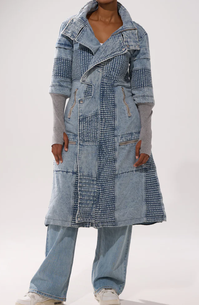 Denim Trench Coat In Two-tone