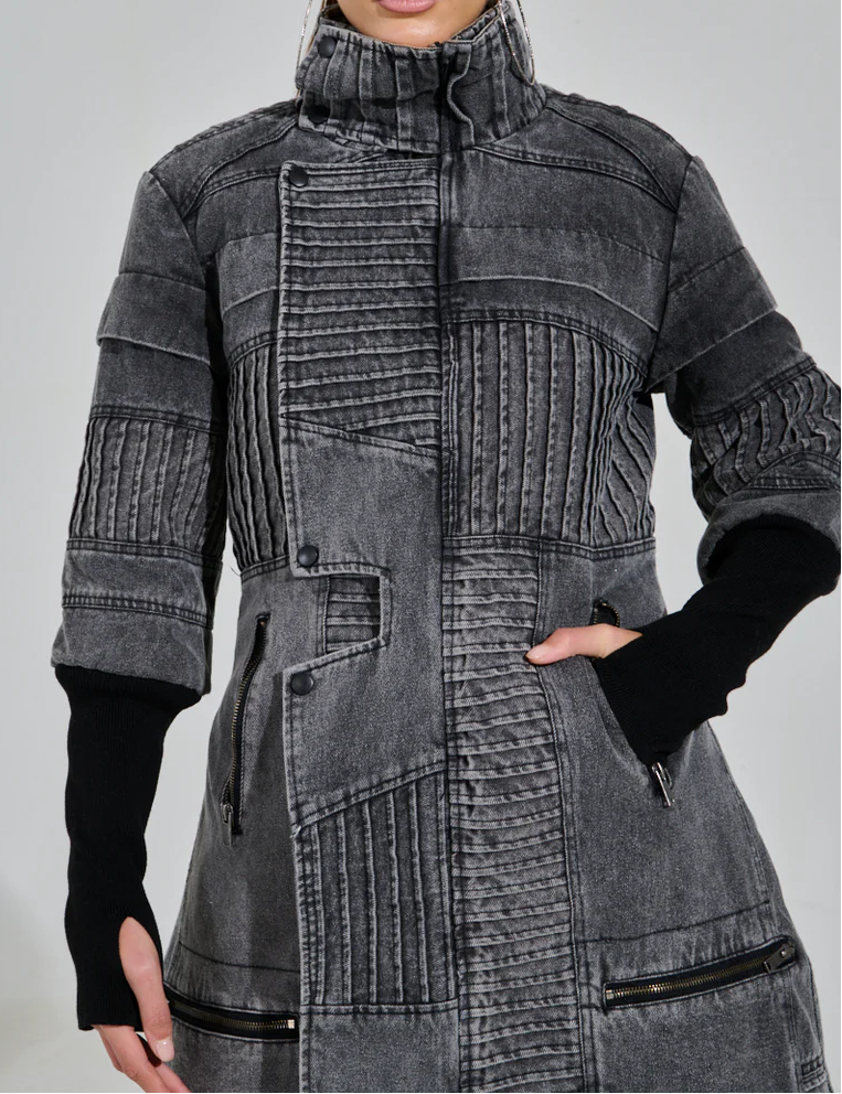 Denim Trench Coat In Two-tone