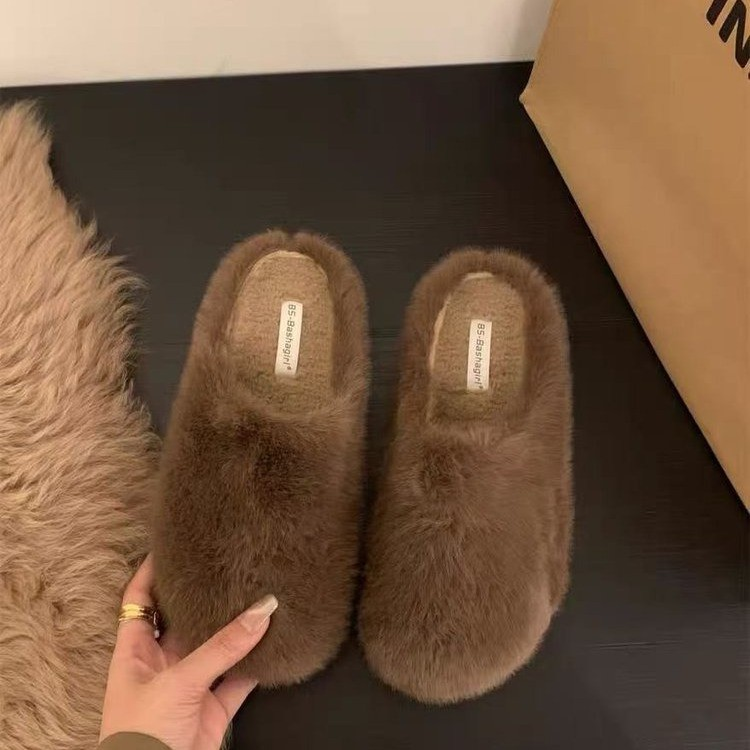 Comfortable Plush Half-Covered Toe Slippers