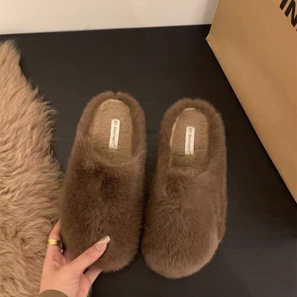 Comfortable Plush Half-Covered Toe Slippers
