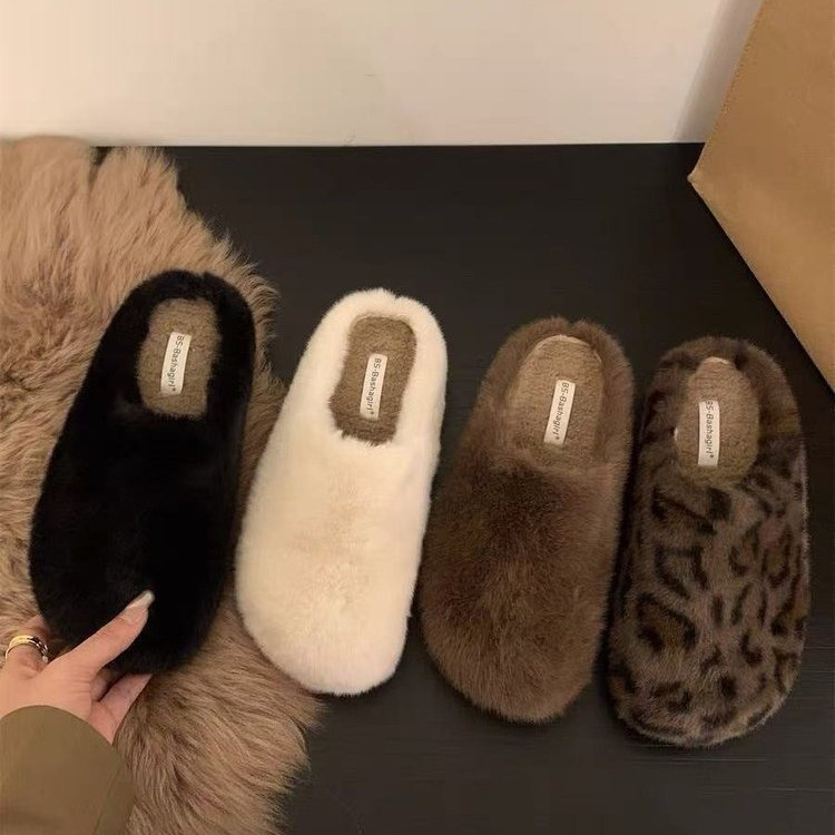 Comfortable Plush Half-Covered Toe Slippers
