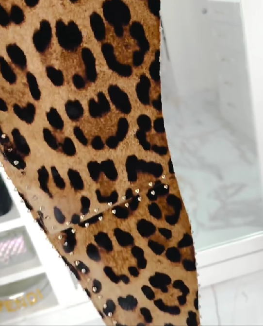 Leopard Print Studded Over-The-Knee Boots