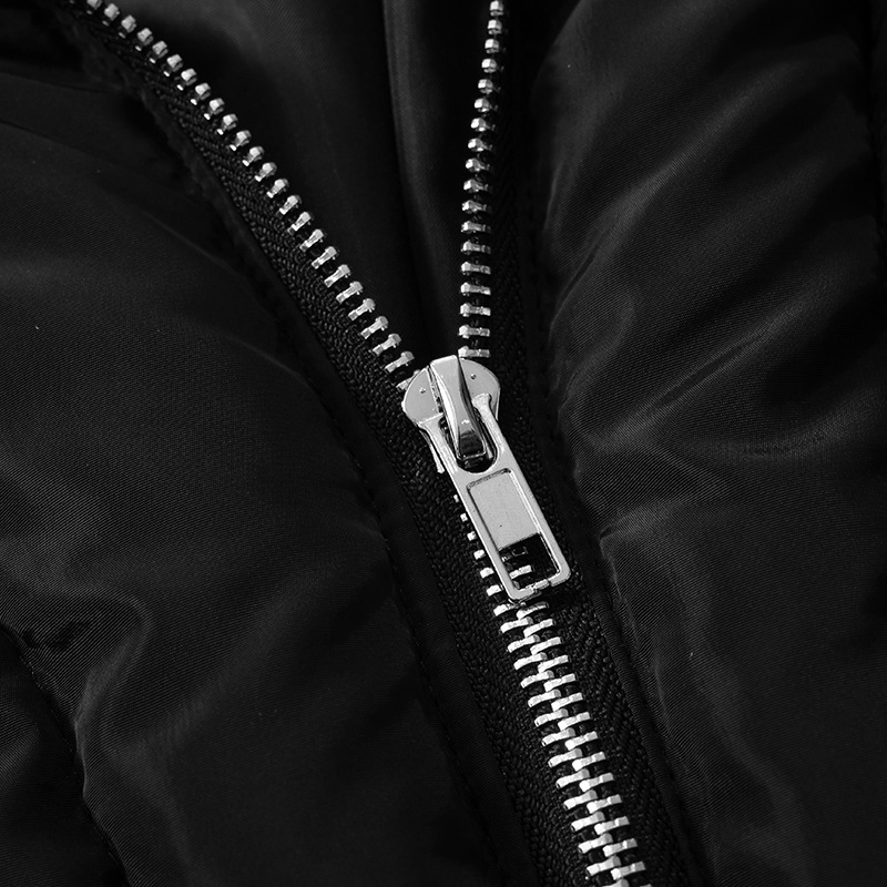 Collared Zipper Long-Sleeve Slim-Fit Short Jacket/Padded Coat