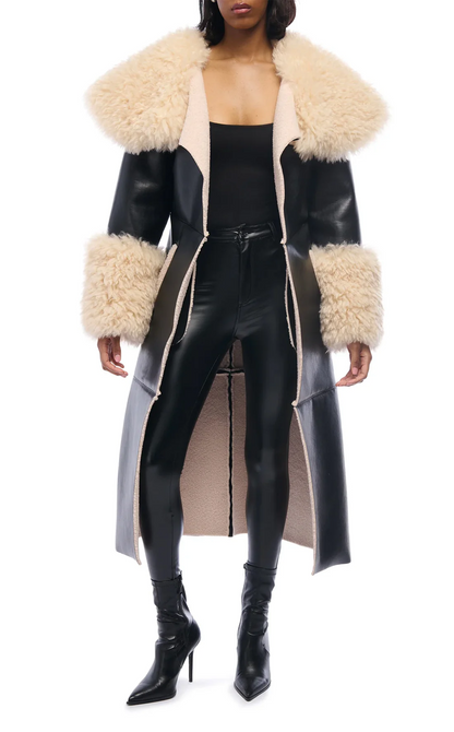 Black Faux Fur Trench Coat