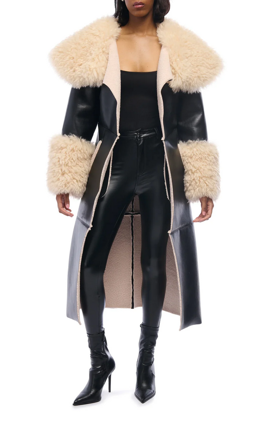 Black Faux Fur Trench Coat