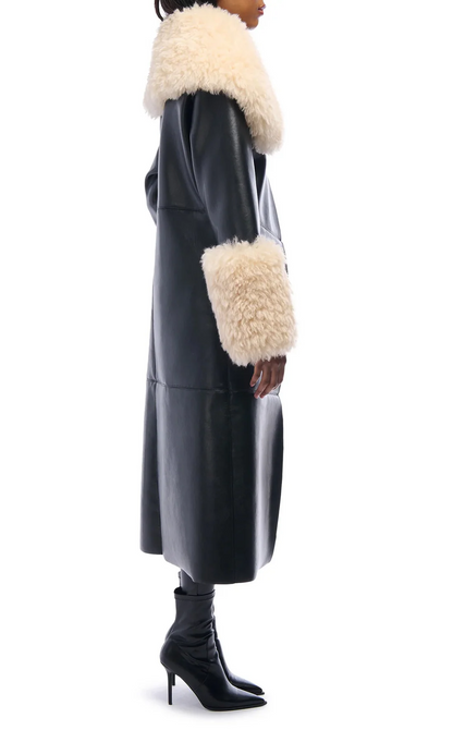 Black Faux Fur Trench Coat