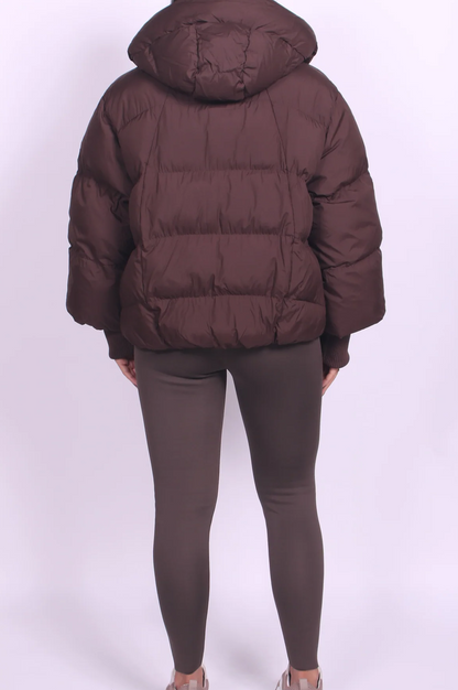 Brown Short Down Jacket With Detachable Fur Collar