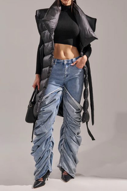 Black Long Down Vest