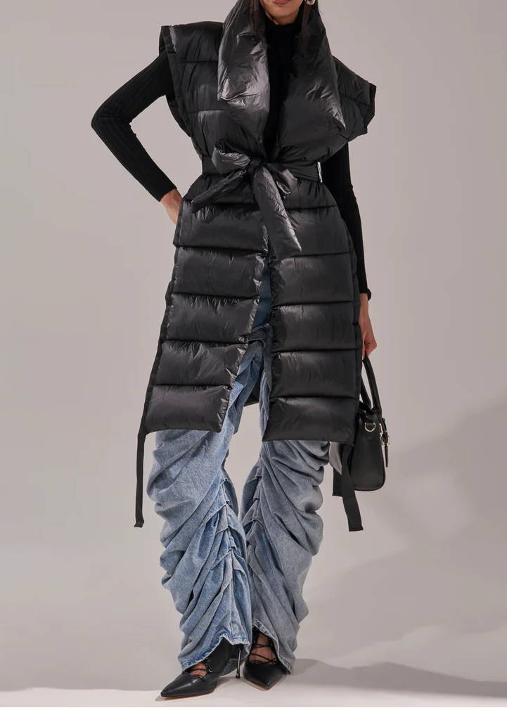 Black Long Down Vest