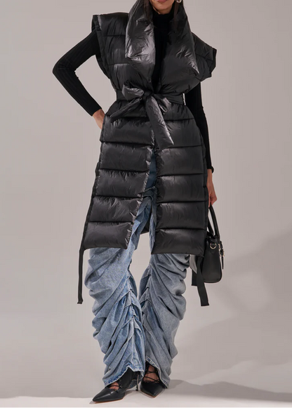 Black Long Down Vest