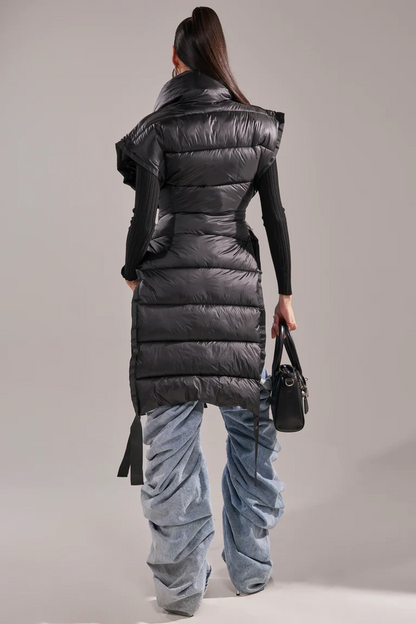 Black Long Down Vest