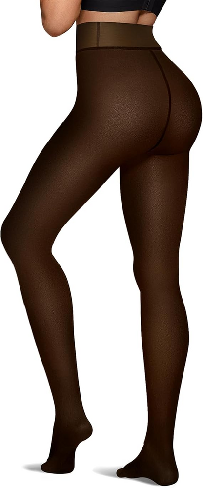 Women's Fleece-Lined Semi-Transparent Pantyhose