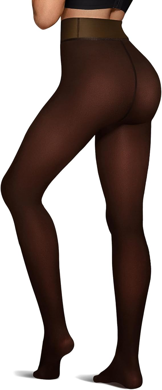 Women's Fleece-Lined Semi-Transparent Pantyhose