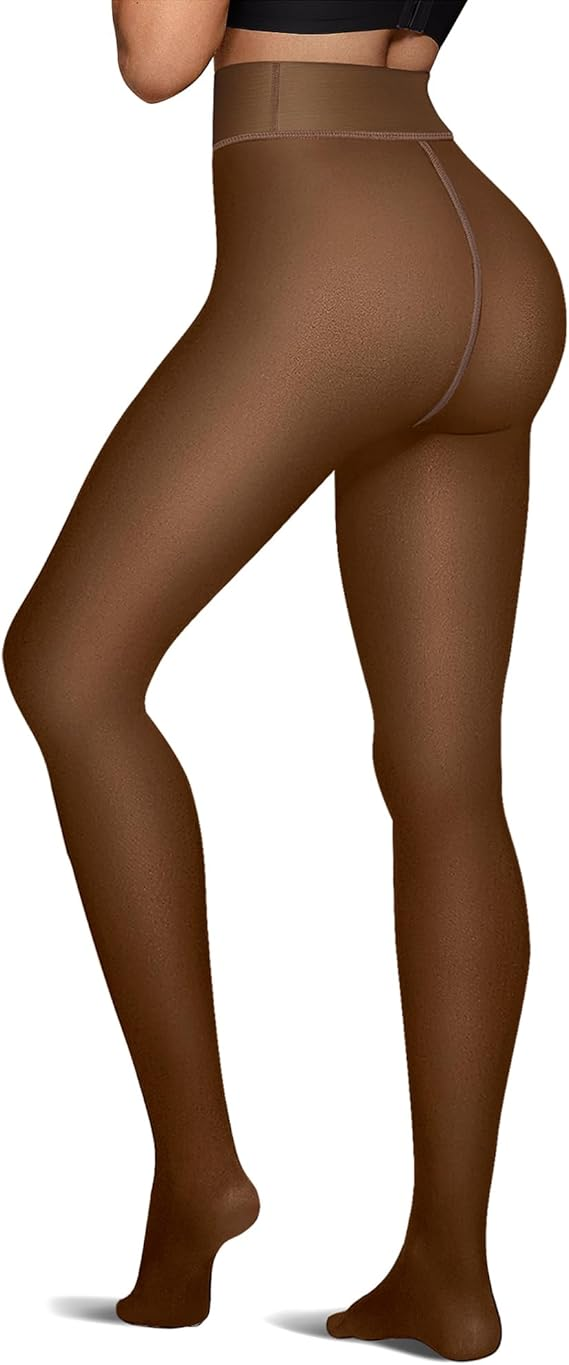 Women's Fleece-Lined Semi-Transparent Pantyhose