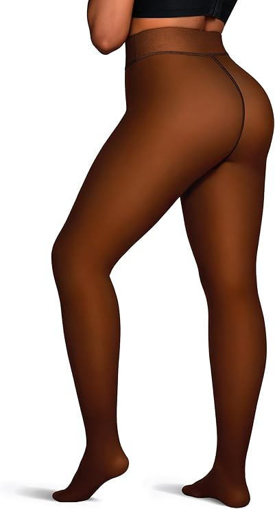 Women's Fleece-Lined Semi-Transparent Pantyhose