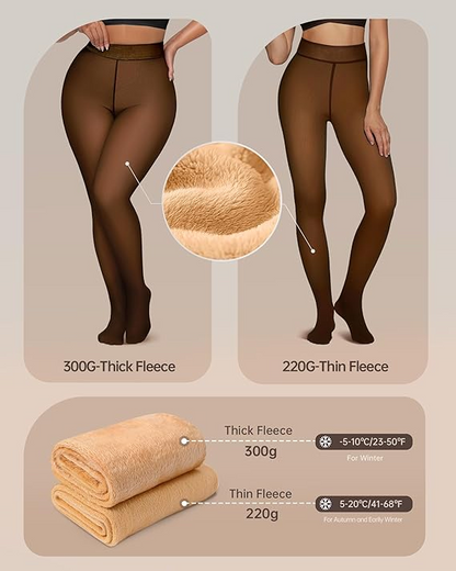 Women's Fleece-Lined Semi-Transparent Pantyhose