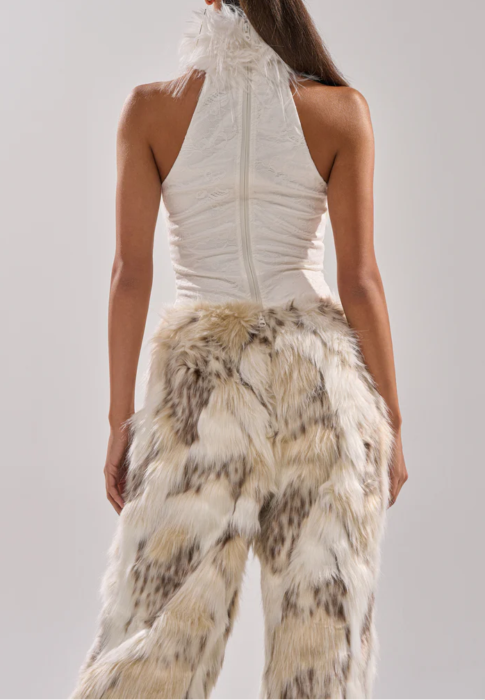 Flintstones Mock Neck Fur Top & Pants Set