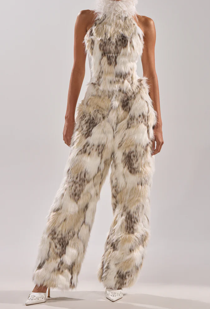 Flintstones Mock Neck Fur Top & Pants Set