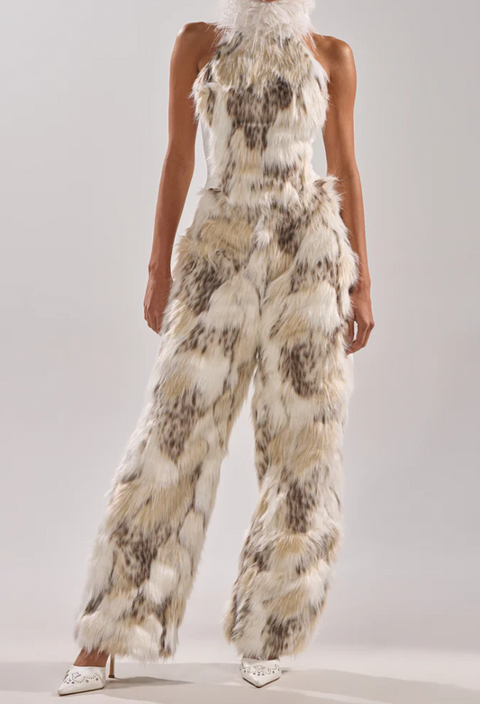Flintstones Mock Neck Fur Top & Pants Set