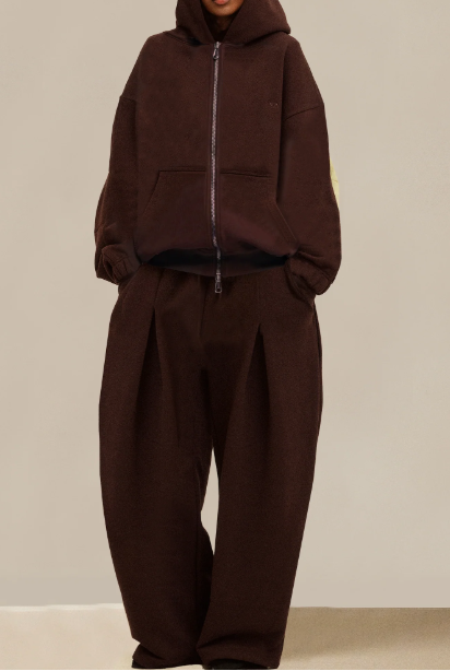 Coffee-Colored Sweatshirt & Pants Set
