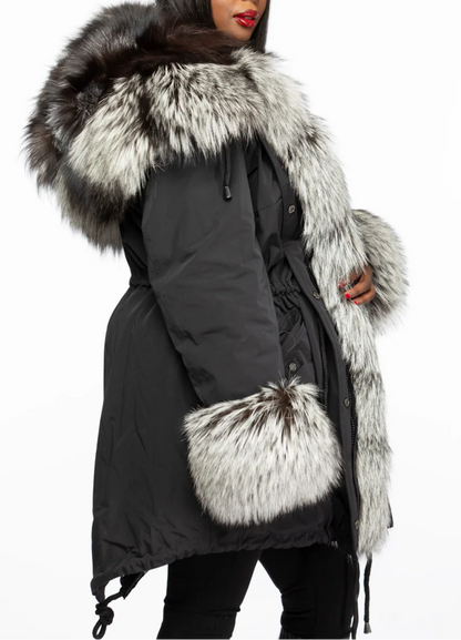 Landon Silver Fox Fur Parka