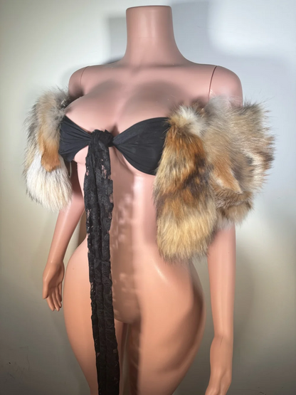 Mixed Fur Tie Top