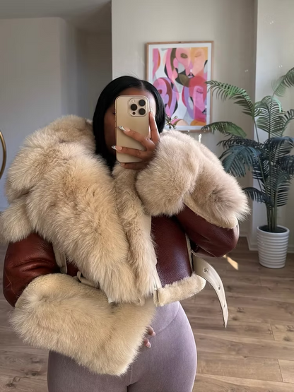 Lambskin Fox Cropped Shearling