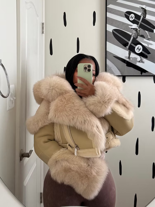 Lambskin Fox Cropped Shearling
