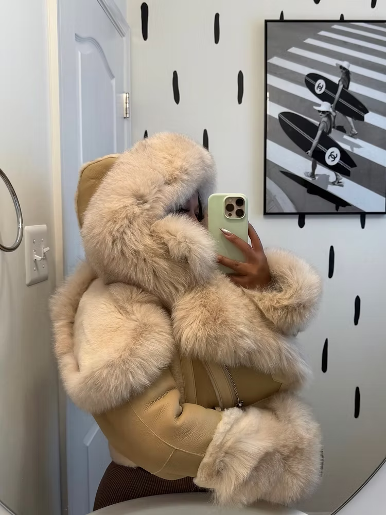 Lambskin Fox Cropped Shearling