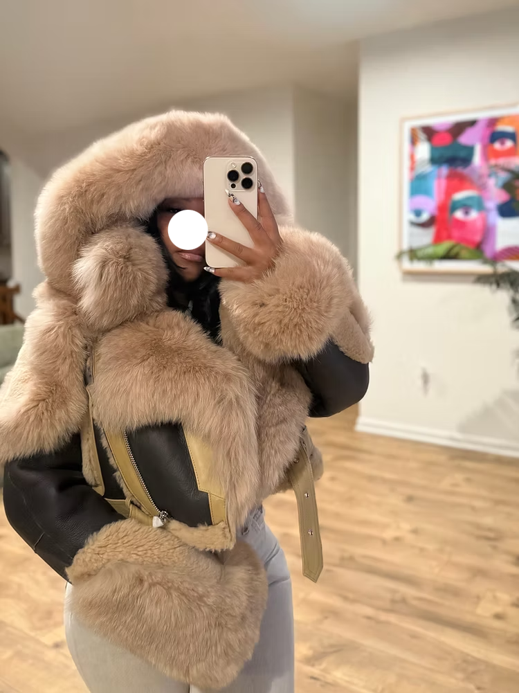 Lambskin Fox Cropped Shearling