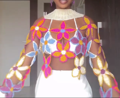 Handmade Floral Openwork Top