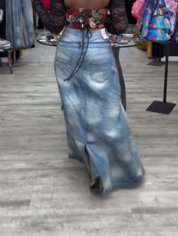 Faux Two-Piece Denim Skirt & Pants