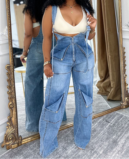 Denim Overalls Casual Jumpsuit