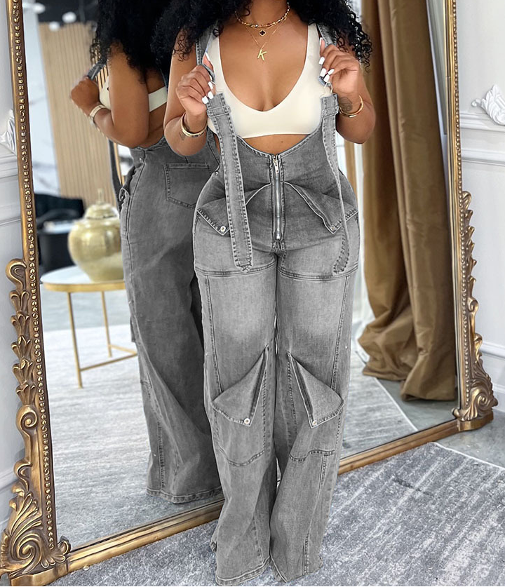 Denim Overalls Casual Jumpsuit