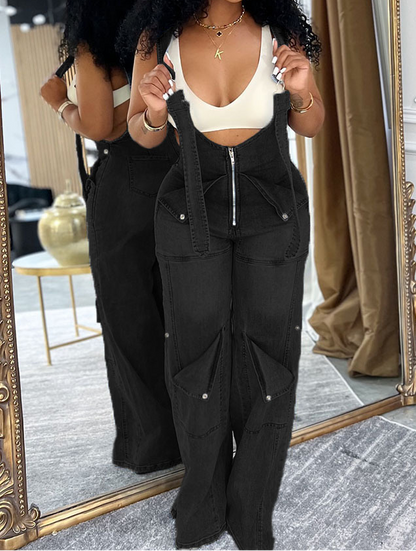 Denim Overalls Casual Jumpsuit