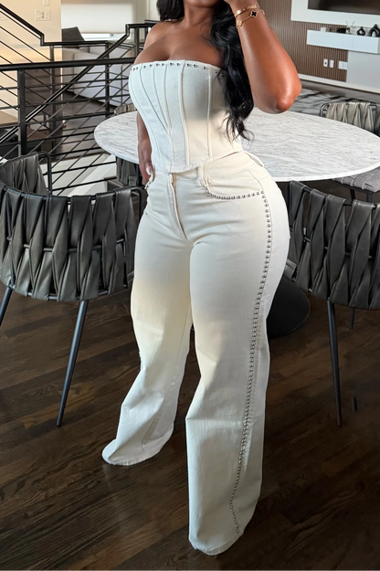 Cream Post Pant Set