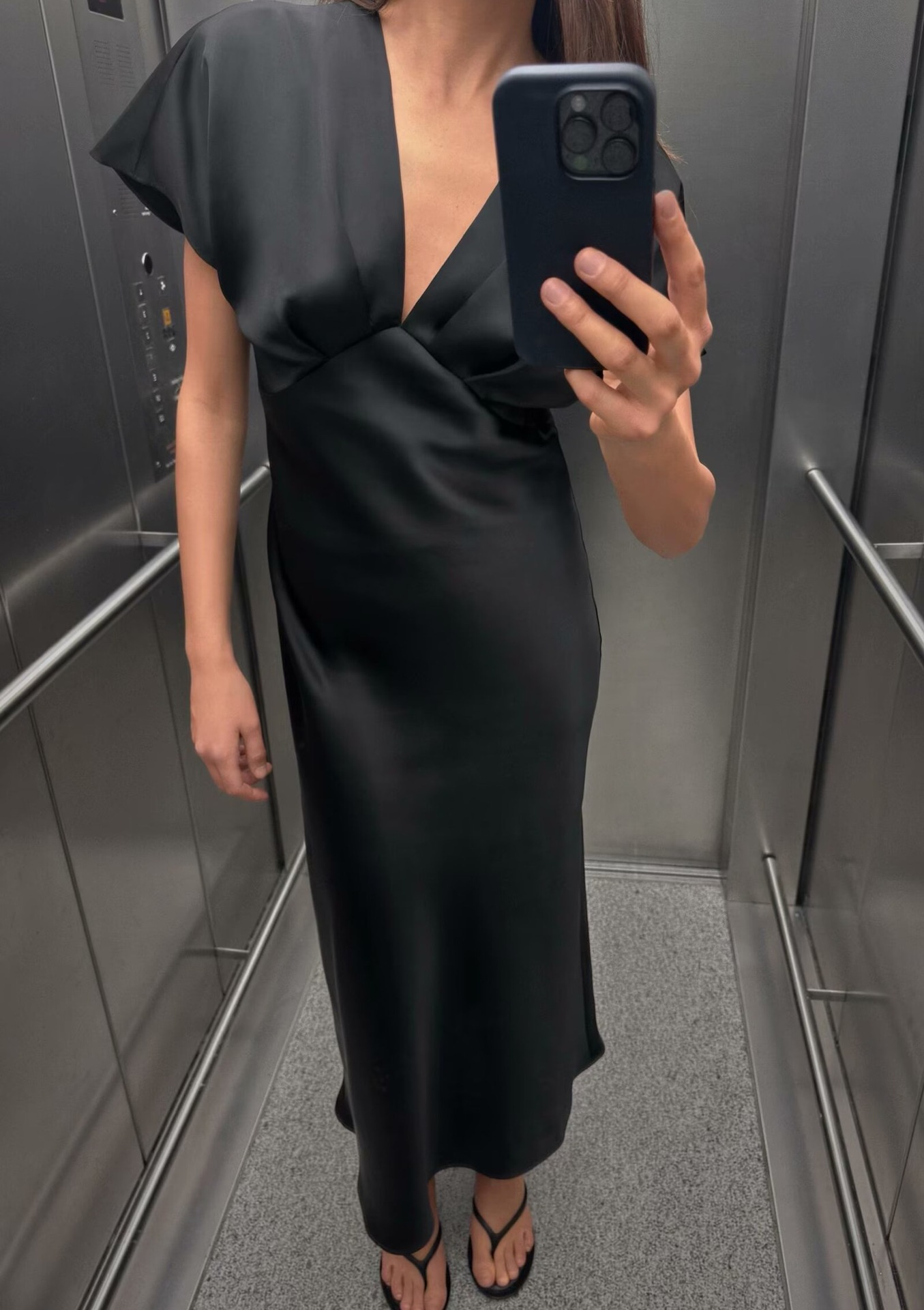 Silky Puff Sleeve Elegant Long Dress