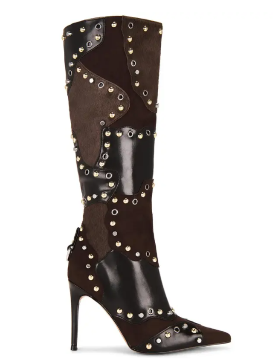 Stitching Color Studded Pumps